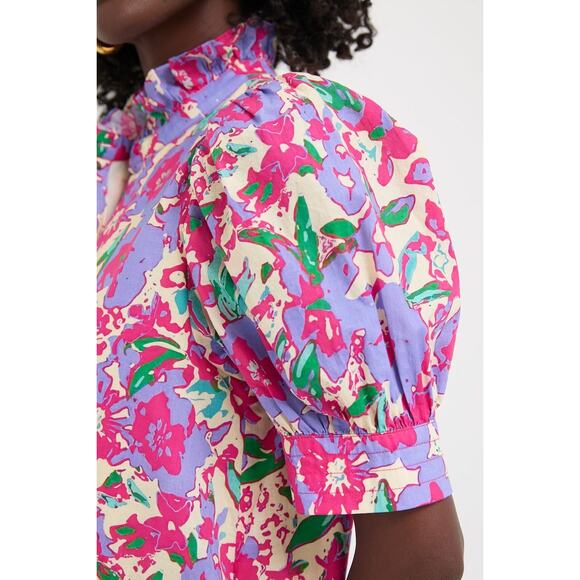 HYACINTH HOUSE Magenta Multi Floral Ruffle Collar Louisa Maxi Dress Size M NWT - Picture 6 of 9